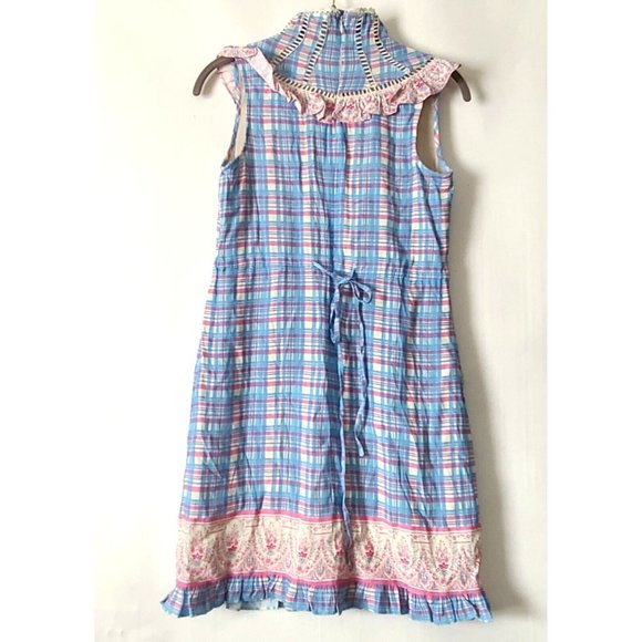 Anthropologie Plenty by Tracy Reese Plaid Mini Dress XSP Sleeveless Blue NWOT - Picture 4 of 11